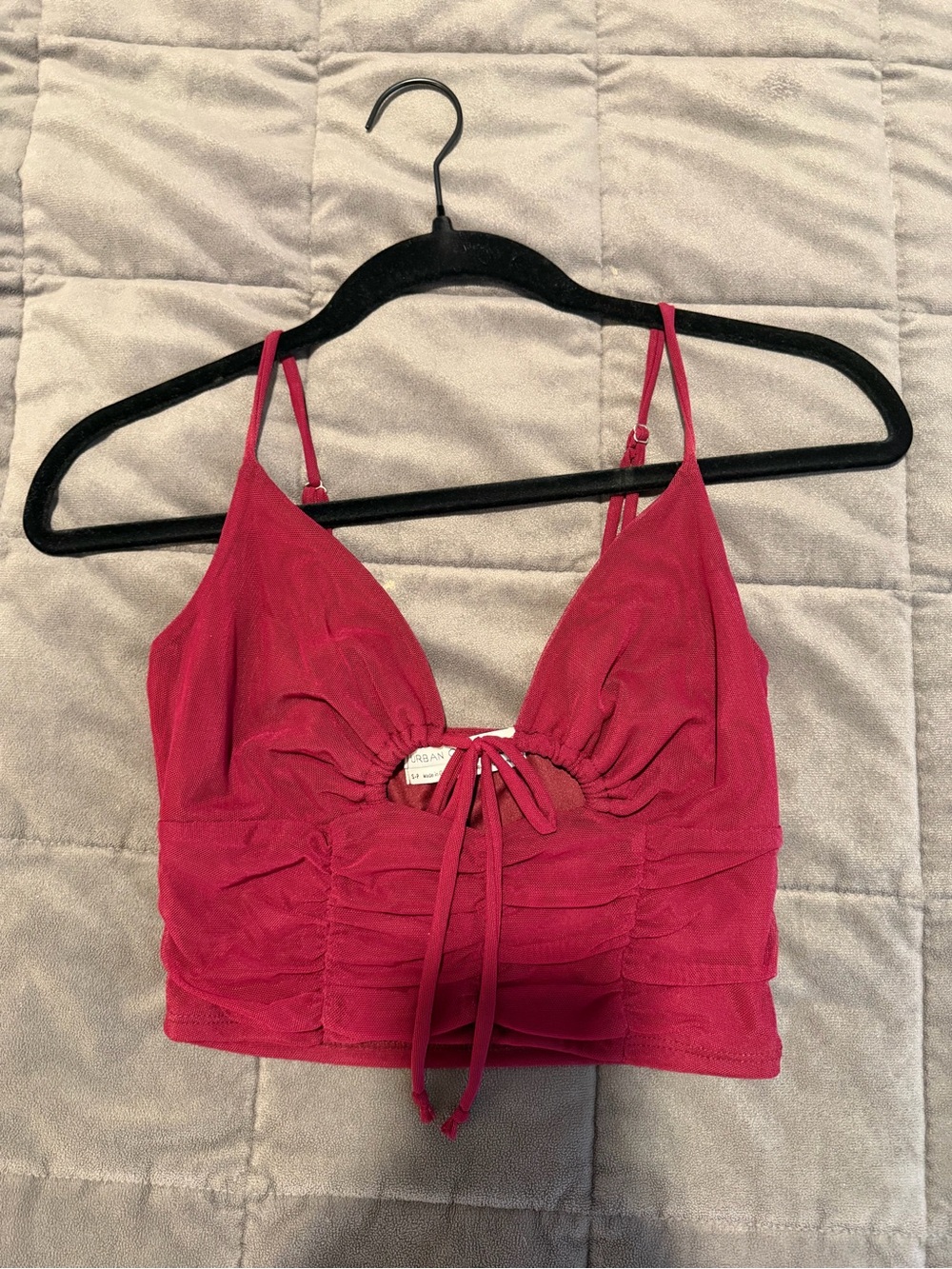 NWT - Urban Outfitters Burgundy Ruched Tie-Front Crop Tank